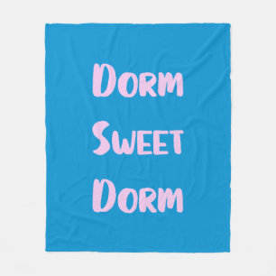 Cute Dorm Sweet Dorm i Blue och Rosa Fleecefilt