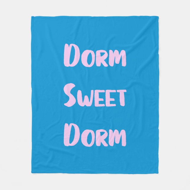 Cute Dorm Sweet Dorm i Blue och Rosa Fleecefilt (Framsidan)