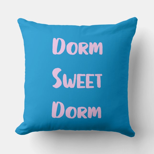 Cute Dorm Sweet Dorm i Blue och Rosa Kudde (Framsida)