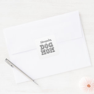 Cute Doted Hund Mamma Fyrkantigt Klistermärke