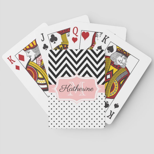 Cute Dots och Chevron Casinokort (Baksidan)