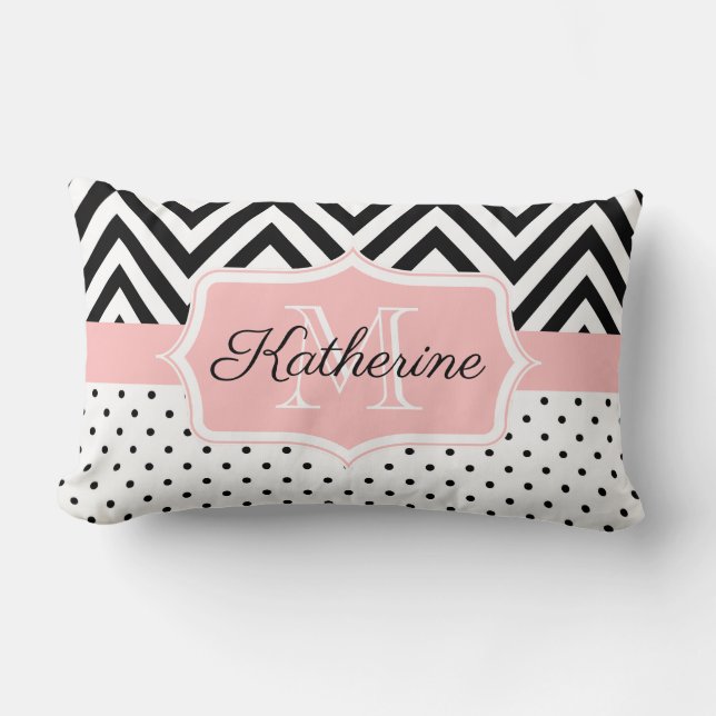 Cute Dots och Chevron Lumbarkudde (Framsida)