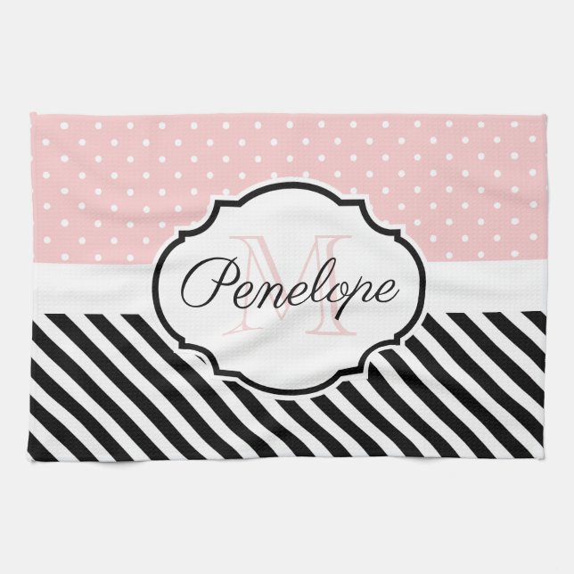 Cute Dots och Rand Kökshandduk (Horisontell)