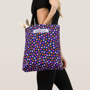 Cute Dots Spots Bright Blue Lila Personlig Tygkasse