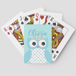 Cute Dotty Blue Uggla Art Personlig Girls Casinokort