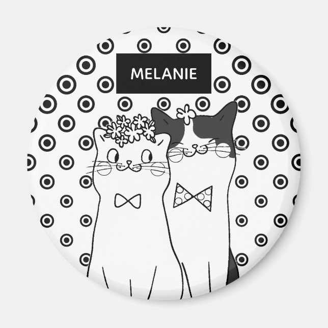 Cute Dotty Cats i Kärlek Personlig Magnet (Framsidan)