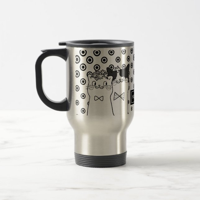 Cute Dotty Cats i Kärlek Personlig Resemugg (Vänster)