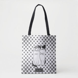 Cute Dotty Cats i Kärlek Personlig Tygkasse