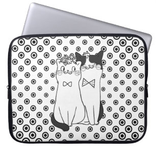 Cute Dotty Cats par i Kärlek Laptop Fodral