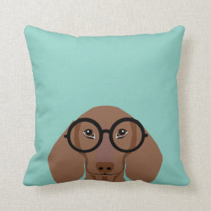 Cute Doxie med Hipster Mode-glas - Daschund Kudde
