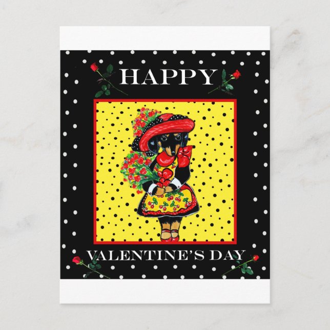 Cute Doxie Valentine Helg Vykort (Framsida)