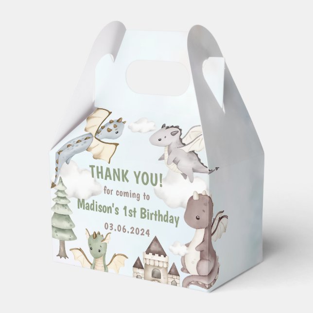 Cute Dragon 1:a födelsedagen Party Presentaskar (Framsidan Sidan)