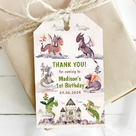 Cute Dragon 1:a födelsedagen Party Presentetikett