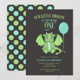 Cute Dragon 1:a födelsedagsinbjudan Inbjudningar