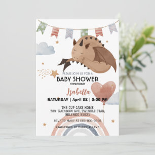 Cute Dragon African American-pojkar, babydusch Inbjudningar