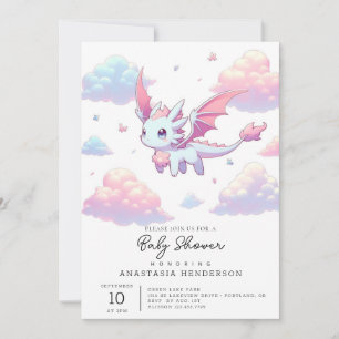 Cute Dragon Baby Shower Inbjudningar