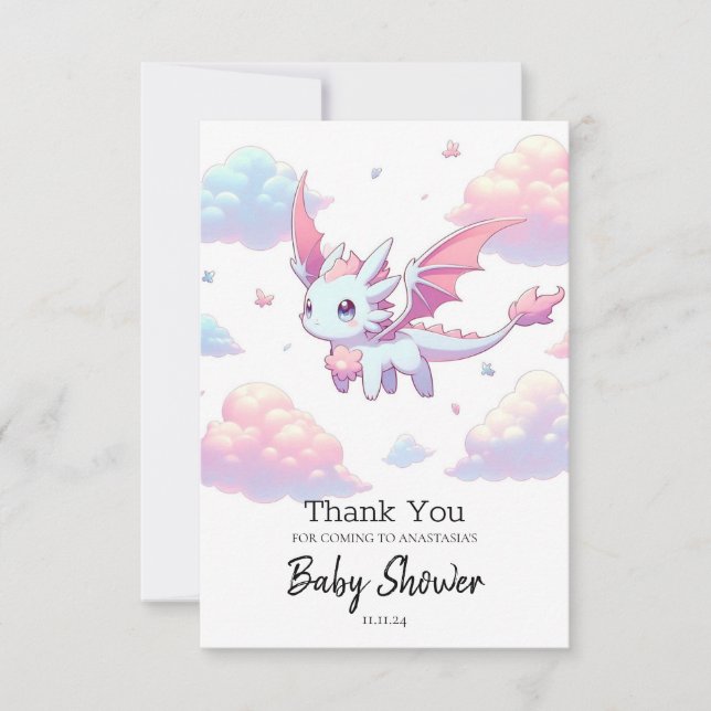 Cute Dragon Baby Shower Tack Kort (Framsida)