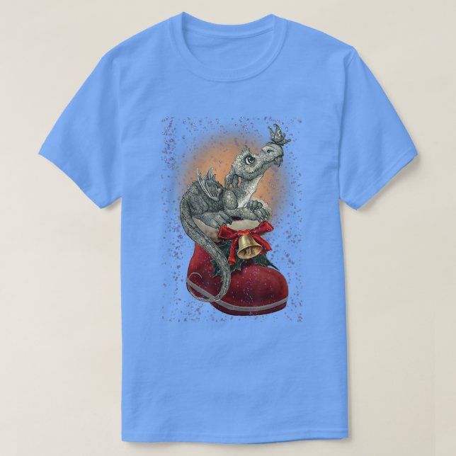 Cute Dragon Butterfly jul Boot Julafton Snö T Shirt (Design framsida)