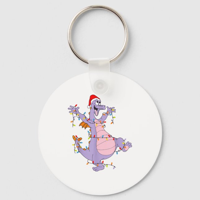 Cute Dragon Christmas Lights Santa Hat Animal Men  Nyckelring (Framsida)