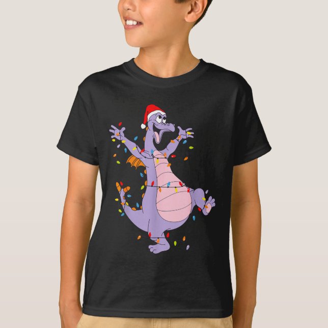Cute Dragon Christmas Lights Santa Hat Animal Men  T Shirt (Framsida)