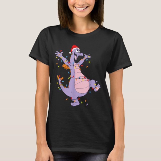 Cute Dragon Christmas Lights Santa Hat Animal Men  T Shirt (Framsida)