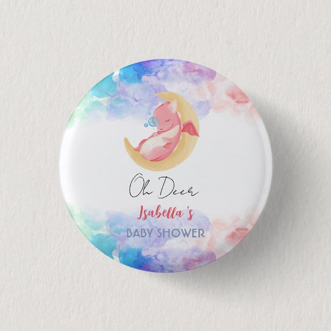 Cute dragon dinosaur rainbow Balloon babydusch Knapp (Framsida)