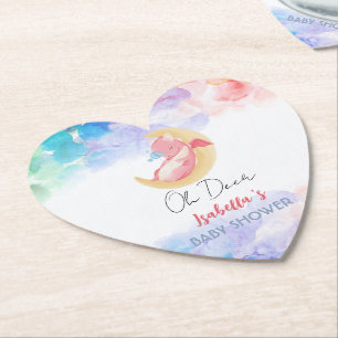 Cute dragon dinosaur rainbow Balloon babydusch Underlägg Papper