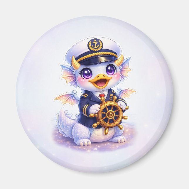 Cute Dragon Duck Captain Cruise Magnet (Framsidan)