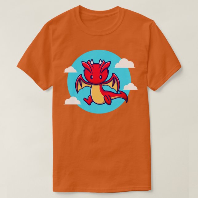 Cute Dragon Flies Tecknad T Shirt (Design framsida)