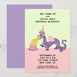 Cute Dragon Födelsedagsfest inbjudan