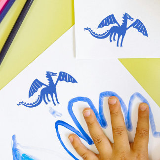Cute Dragon Frimärke | Smilande dos Stämpel