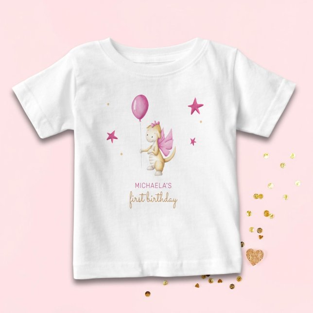 Cute Dragon Girl First Birthday T Shirt (Skapare uppladdad)