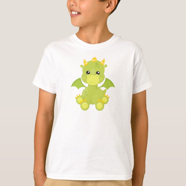 Cute Dragon, Grönt Dragon, Little Dragon, Magic T Shirt (Framsida)