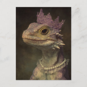 Cute Dragon i Lila Krona och Pearls Vykort