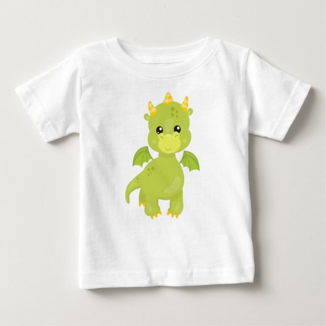 Cute Dragon, Little Dragon, Grönt Dragon, Magic T Shirt (Framsida)