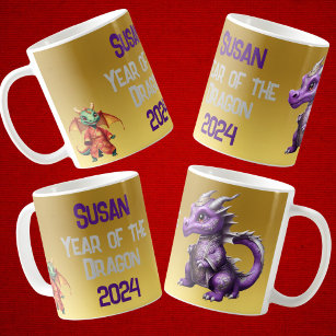 Cute Dragon Lunar Year 2024 personlig vän Kaffemugg