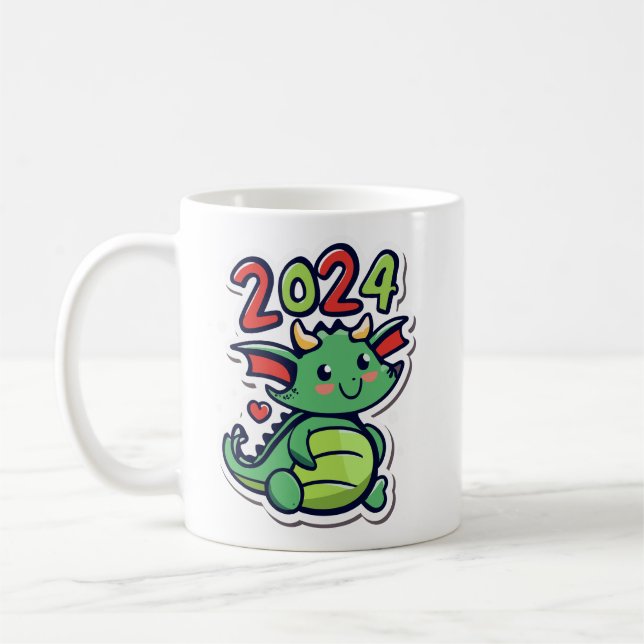 Cute Dragon, nyfödd 2024 Kaffemugg (Vänster)