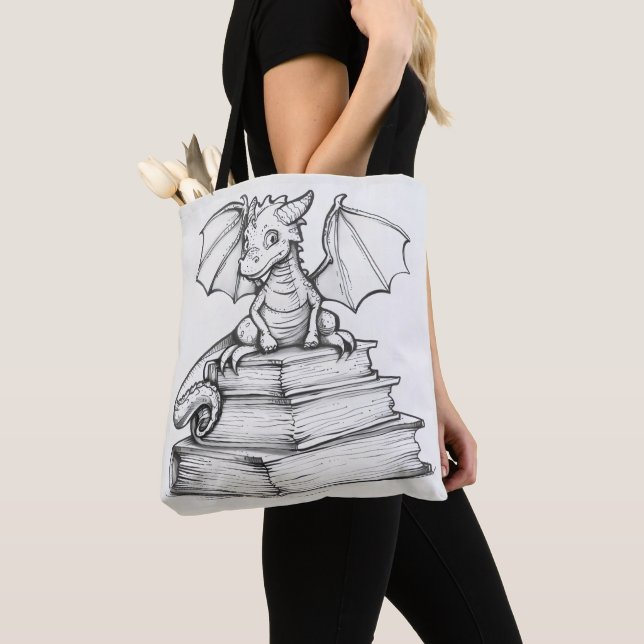 Cute Dragon och Bokar Tygkasse (Närbild)