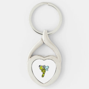 Cute Dragonfly Costume Fly Insekt Gift Idea Twisted Heart Silverfärgad Nyckelring