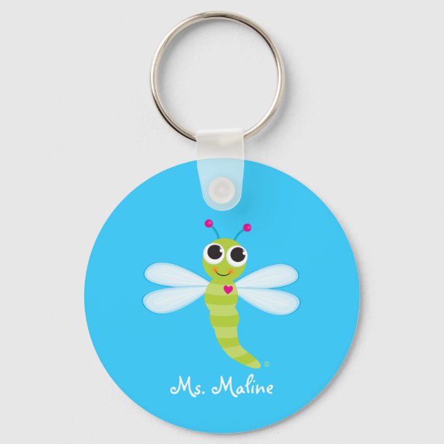 Cute Dragonfly Keychain - Personlig Nyckelring (Framsida)