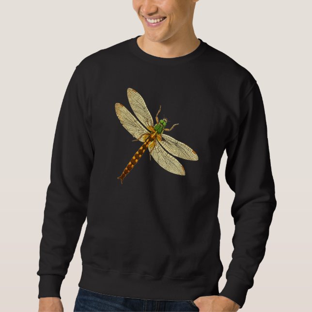 Cute Dragonfly Vingar Antique Dragonfly Illustrati Lång Ärmad Tröja (Framsida)