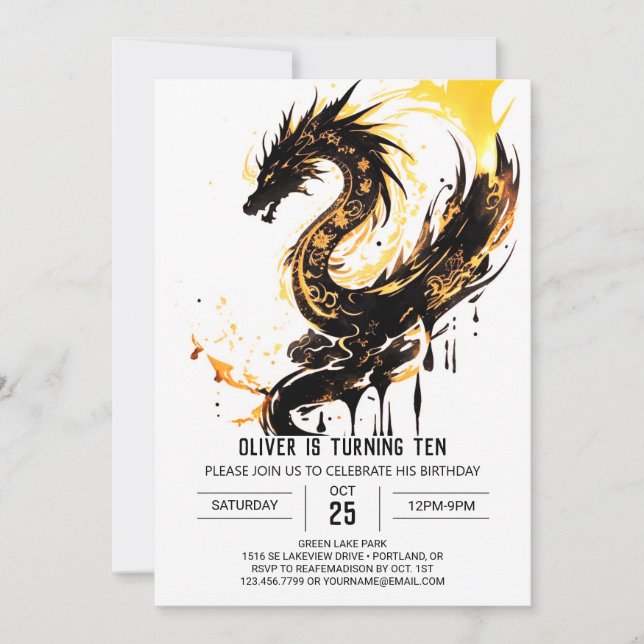 Cute Dragons medeltida födelsedag Inbjudningar (Framsida)