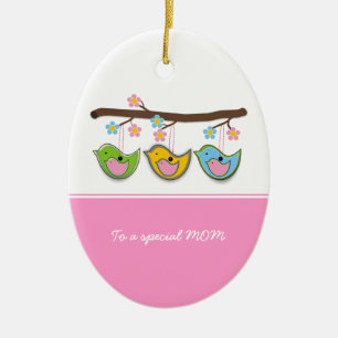 Cute dräktiga blommor Mors dag Julgransprydnad Keramik