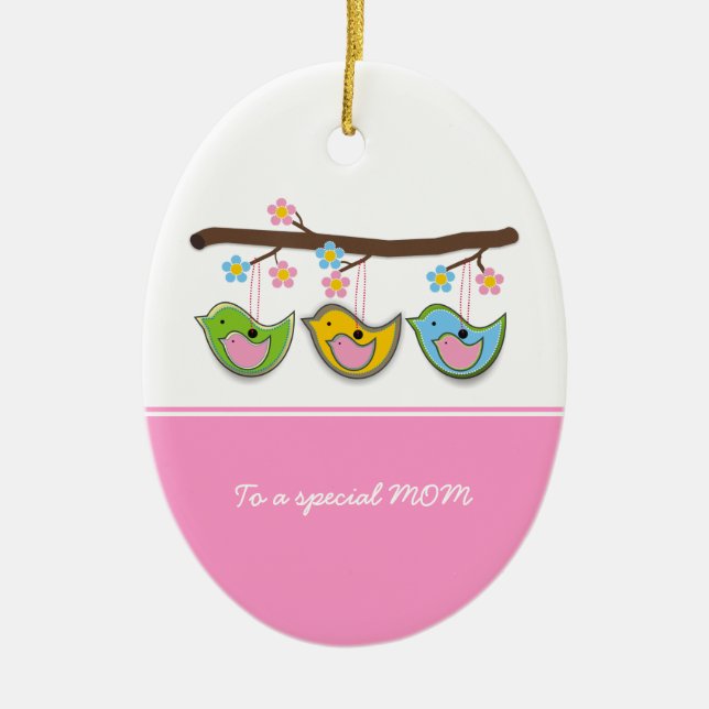 Cute dräktiga blommor Mors dag Julgransprydnad Keramik (Framsidan)