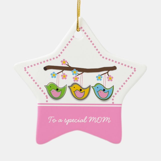 Cute dräktiga blommor Mors dag Julgransprydnad Keramik (Framsidan)