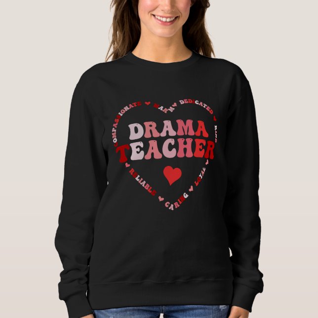 Cute Drama Teacher Valentines Day Heart T Shirt (Framsida)