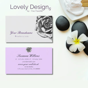 Cute Drawn Ro Plain Grått Lilac Simple Visitkort