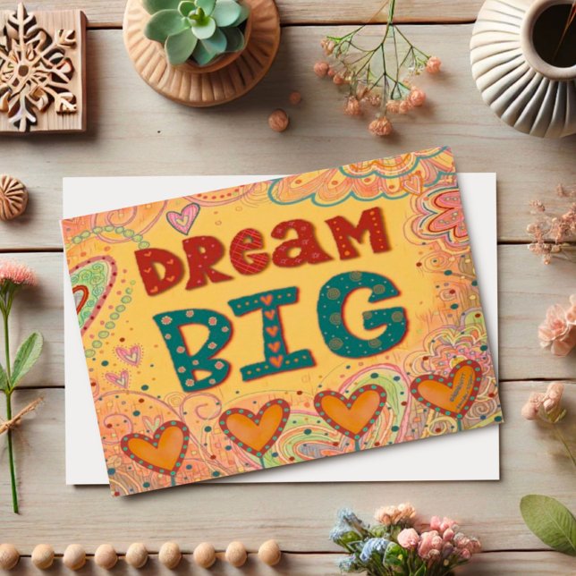 Cute Dream Big Inspirational Inspiritivity Hearear Kort (Skapare uppladdad)