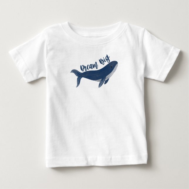 Cute "Dream Big" Whale Baby T-Shirt (Framsida)