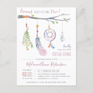 Cute Dream Catcher Virtuella stamfjädrar Inbjudan Vykort